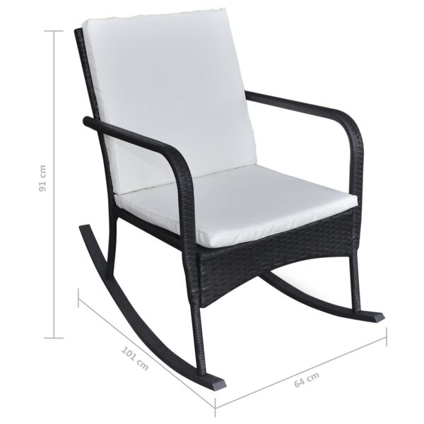 vidaXL Rocking Chair Black and Cream White