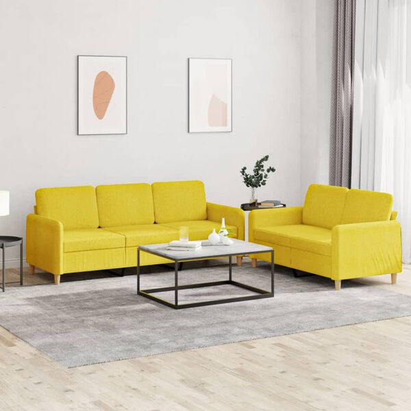 vidaXL Sofa Set Light Yellow