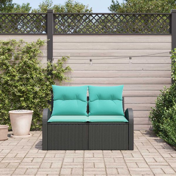 vidaXL Garden Sofa Black 124 x 62 x 85 cm poly rattan