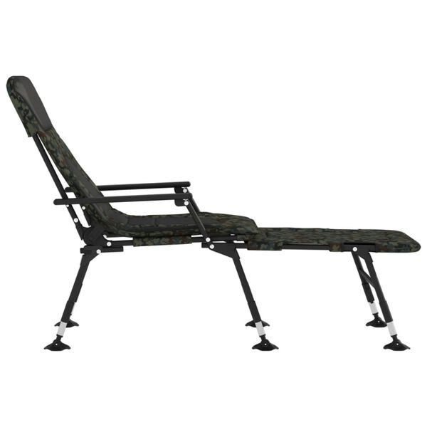 vidaXL Fishing Bedchair Camo and black Steel frame with 600D Oxford fabric