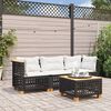 vidaXL Garden Sofa Set of 3 Black and Cream