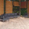 vidaXL Garden Lounge Set Gray Solid pinewood, fabric (100% polyester)