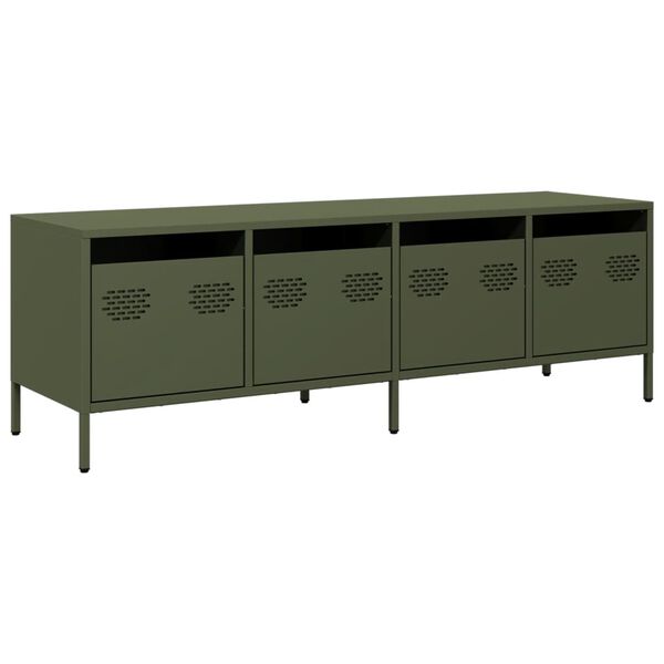 vidaXL TV Cabinet Olive Green Cold-rolled Steel Adjustable Feet