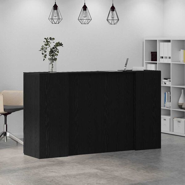 vidaXL Reception Desk Black Oak 70.9x19.7x40.7" Engineered Wood
