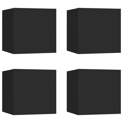 vidaXL Wall Mounted TV Cabinets 4 pcs Black 12"x11.8"x11.8"