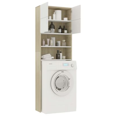 vidaXL Washing Machine Cabinet White and Sonoma Oak 25.2"x10"x74.8"