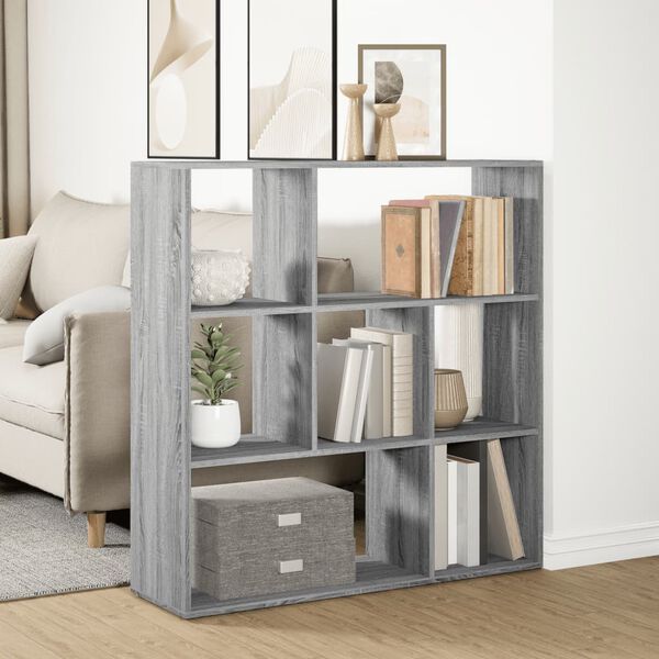 vidaXL Room Divider Bookcase Grey Sonoma Engineered Wood