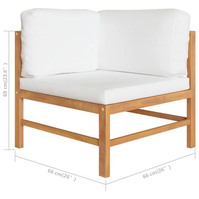 vidaXL 11 Piece Patio Lounge Set with Cream Cushions Solid Teak Wood
