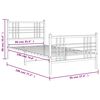 vidaXL Bed Frame White Steel Twin Single Bed Frame Rectangular