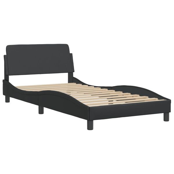 vidaXL Bed Frame Black Faux leather, metal, plywood, engineered wood Twin