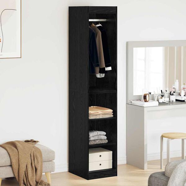 vidaXL Wardrobe with Shelf Black oak 41 x 48 x 102 cm Engineered wood