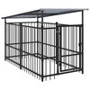 vidaXL Dog Kennel Black Powder-coated steel Medium Tough Dog Kennel