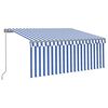 vidaXL Retractable Awning Blue and White Powder-coated aluminum, Polyester