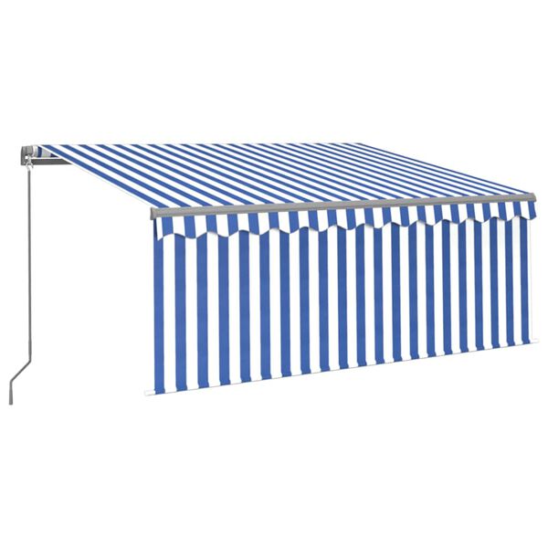 vidaXL Retractable Awning Blue and White Powder-coated aluminum, Polyester
