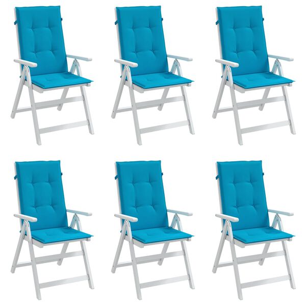 vidaXL Highback Chair Cushion Set of 6 Blue Polyester