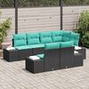 vidaXL Garden Sofa Set with Cushion 7 pcs Black Poly Rattan