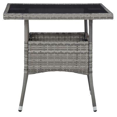 vidaXL Patio Dining Table Gray Poly Rattan and Glass