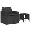 vidaXL Garden Sofa Set Black PE rattan, powder-coated steel Medium