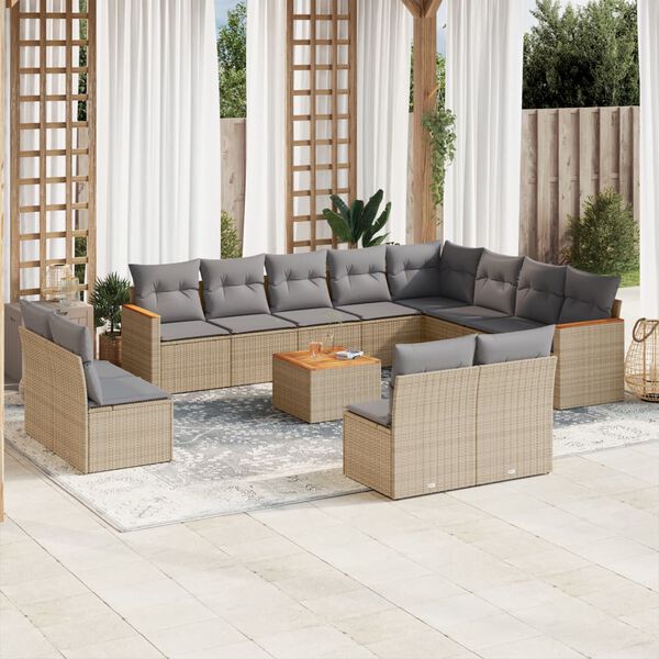 vidaXL Garden Sofa Set Mix beige and light grey