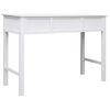 vidaXL Desk White Solid Paulownia wood, plywood Medium Desk