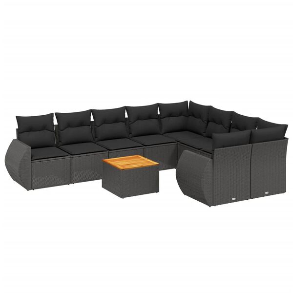 vidaXL Garden Sofa Set Black PE rattan Large Modular Garden Sofa Set