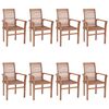 vidaXL Dining Chair Set of 8 Teak wood with beige cushions