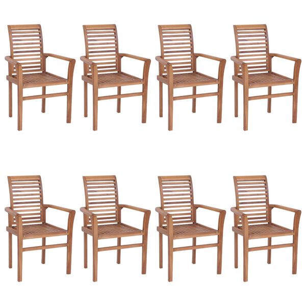 vidaXL Dining Chair Set of 8 Teak wood with beige cushions