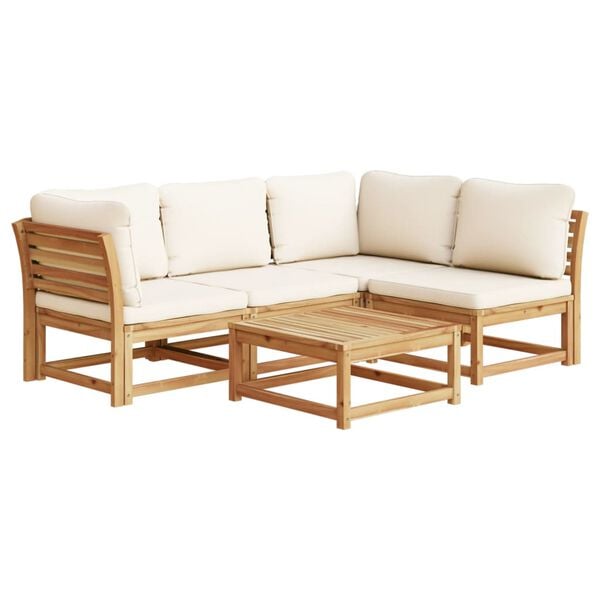 vidaXL Garden Lounge Set Cream White, Natural