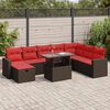 vidaXL 9 Piece Patio Sofa Set with Cushions Brown Poly Rattan Acacia