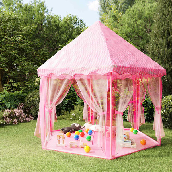 vidaXL Play Tent Pink Polyester, PVC Medium Foldable Play Tent