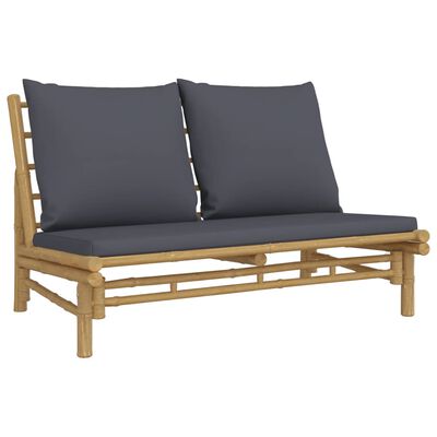 vidaXL 4 Piece Patio Lounge Set with Dark Gray Cushions Bamboo