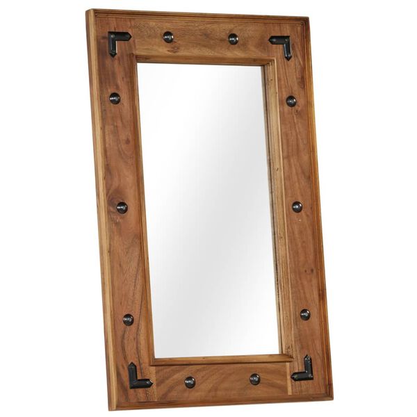 vidaXL Mirror Brown Solid Acacia wood Medium Decorative Inlays Mirror