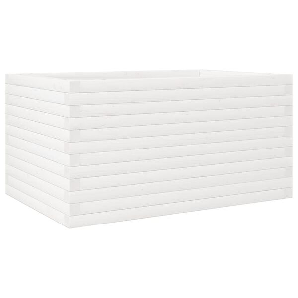 vidaXL Garden Planter White Solid pinewood Large Decorative Inlays
