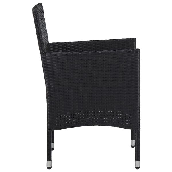 vidaXL Garden Dining Chair Set of 2 Black Poly rattan, powder-coated steel