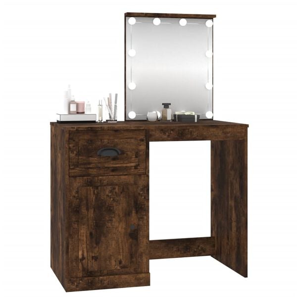 vidaXL Dressing Table Smoked Oak Engineered Wood Medium Dressing Table