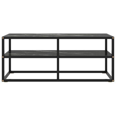 vidaXL TV Stand Black with Black Marble Glass 39.4"x15.7"x15.7"