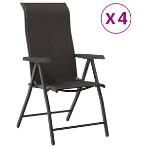 vidaXL Garden Chair Set of 4 Black coffee PE rattan, powder-coated steel