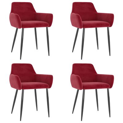 vidaXL Dining Chairs 4 pcs Wine Red Velvet