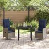 vidaXL Table and Chair Set with Cushion 3 pcs Grey PE Rattan