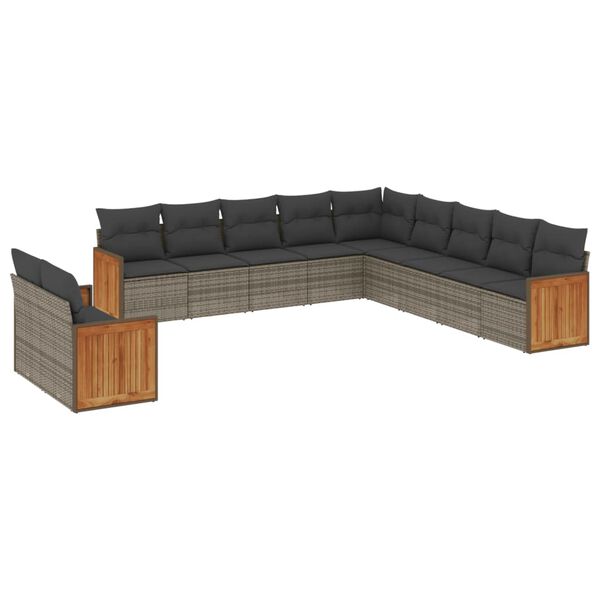 vidaXL Garden Sofa Set Grey PE rattan Large Modular Garden Sofa Set