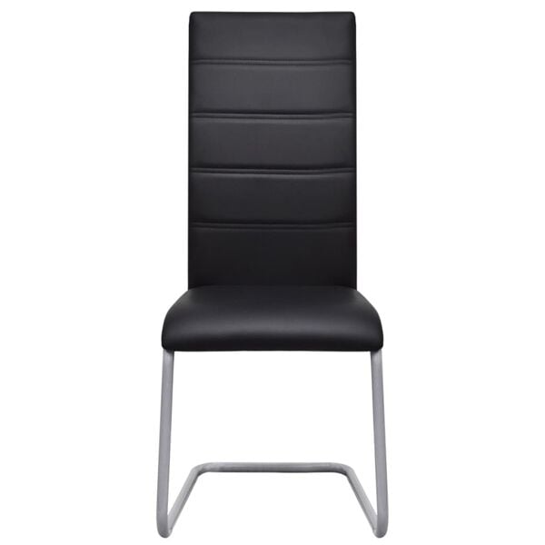 vidaXL Dining Chair Set of 2 Black Faux leather, steel Standard