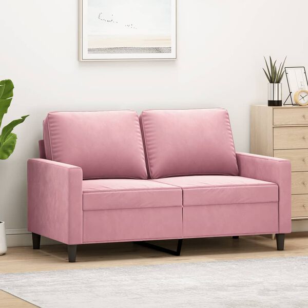 vidaXL 2-Seater Sofa Pink 47.2" Velvet