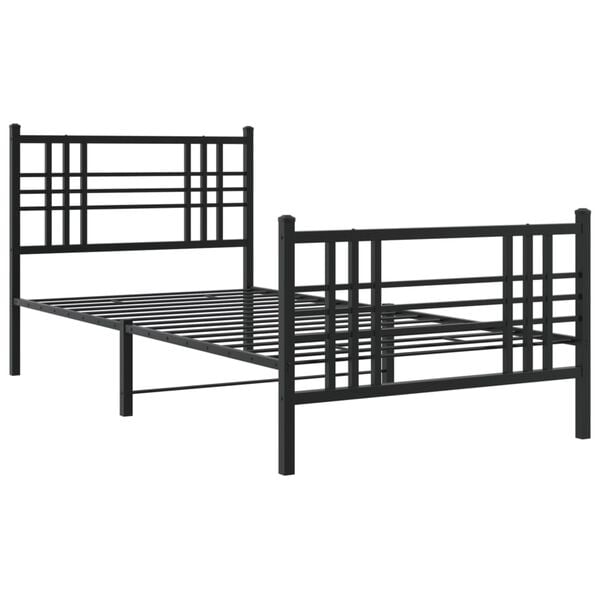 vidaXL Bed Frame Black Steel Twin Bed Frame Rectangular Traditional