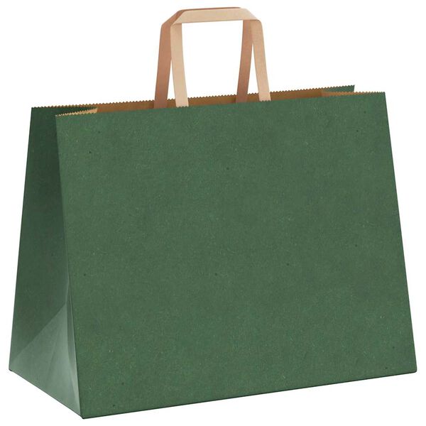 vidaXL Paper Bags 250 pcs with Handles Green 32x17x25 cm