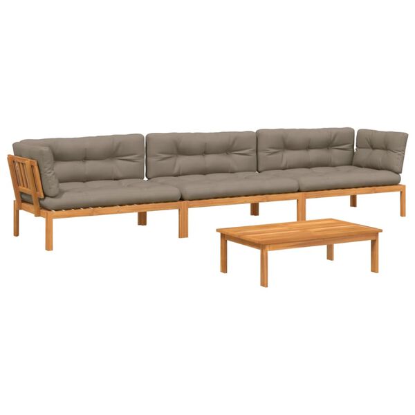 vidaXL Pallet Sofa Set Set of 4 Taupe