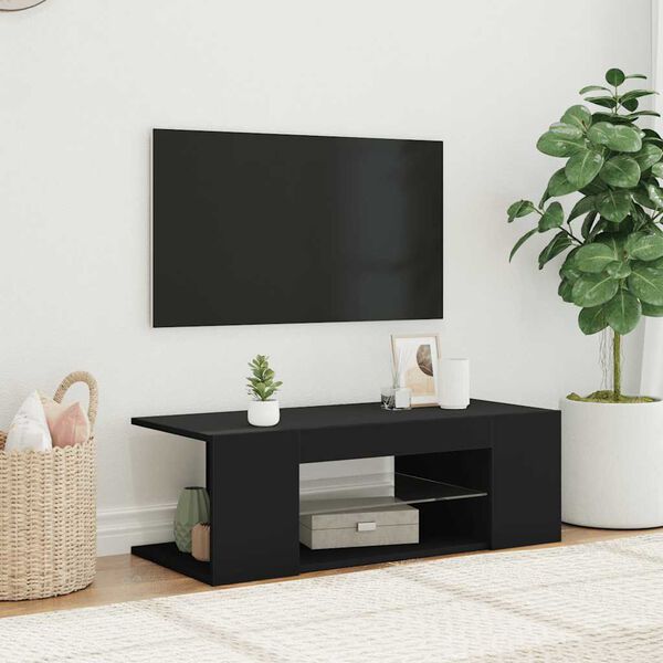 vidaXL TV Cabinet Black Engineered wood Medium TV Cabinet Rectangular
