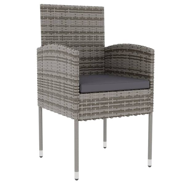 vidaXL Garden Dining Set Anthracite and Grey PE Rattan Medium Durable