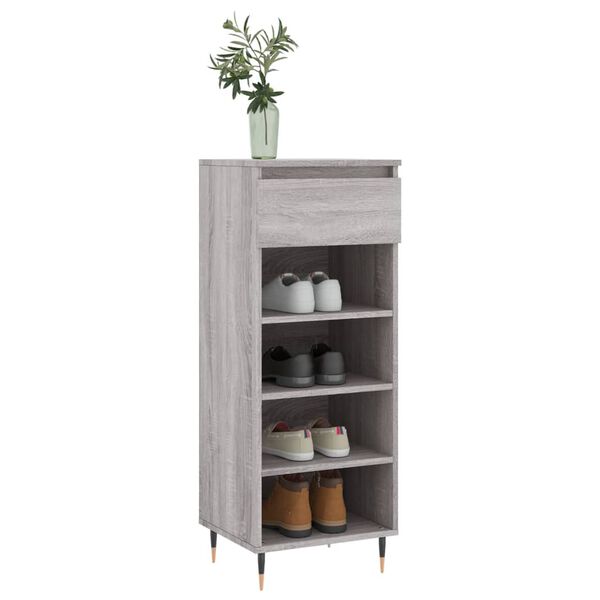 vidaXL Shoe Cabinet Gray Sonoma Engineered Wood, Metal Medium