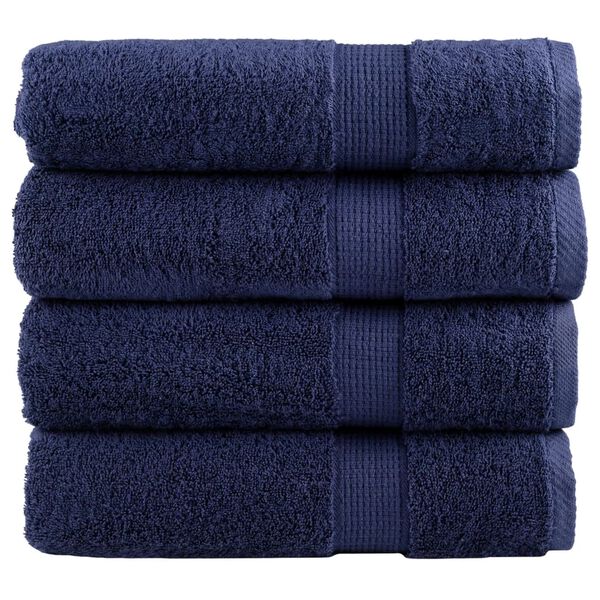 vidaXL Bath Towel Set of 4 Navy Blue 100% Cotton 39.4 x 59.1 in