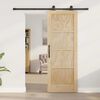 vidaXL Sliding Door Natural and Black 28.94 x 78.15 in Solid Pine Wood